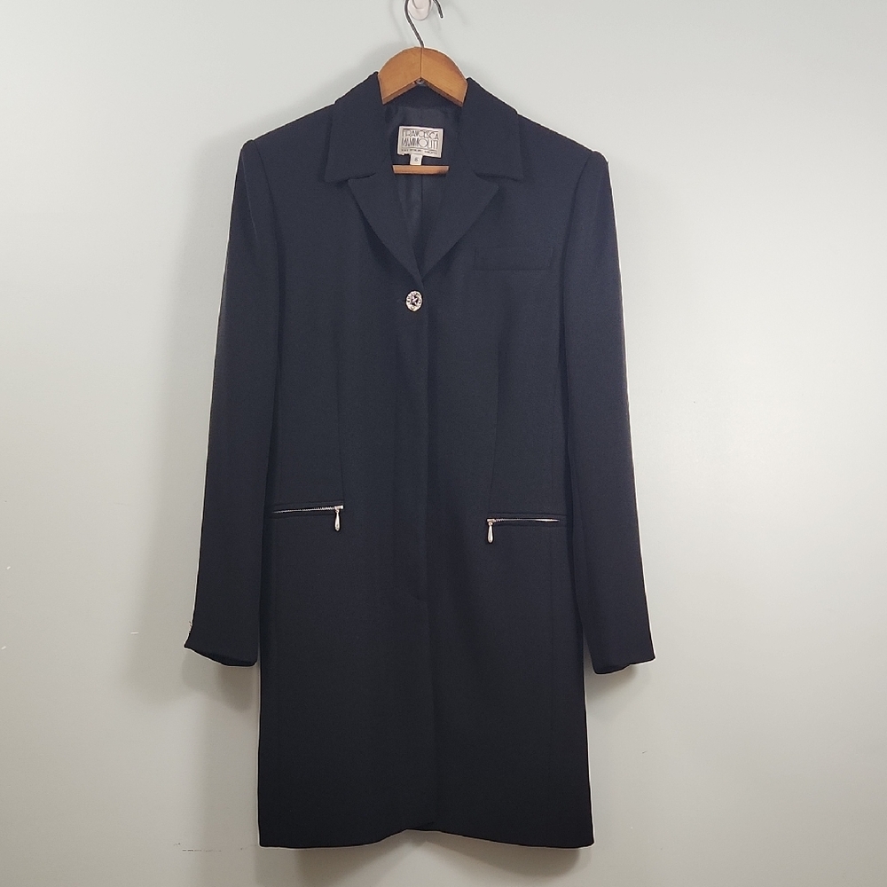Vintage Women's Francesca Mammoliti Longline Black Blazer Jacket